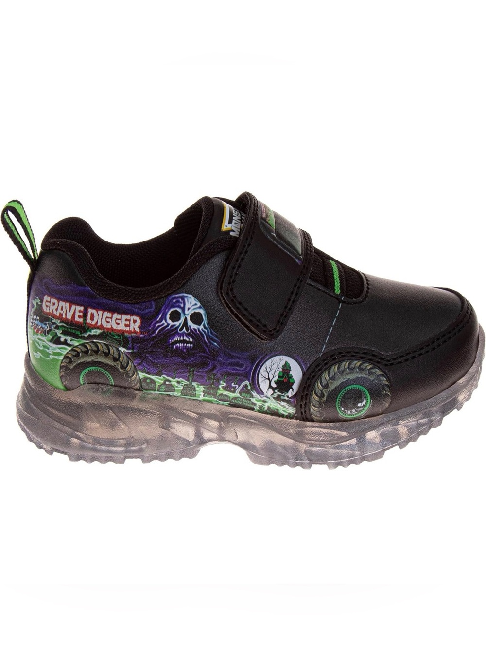 Grave Digger Light-Up Kids Sneakers - Black/Green